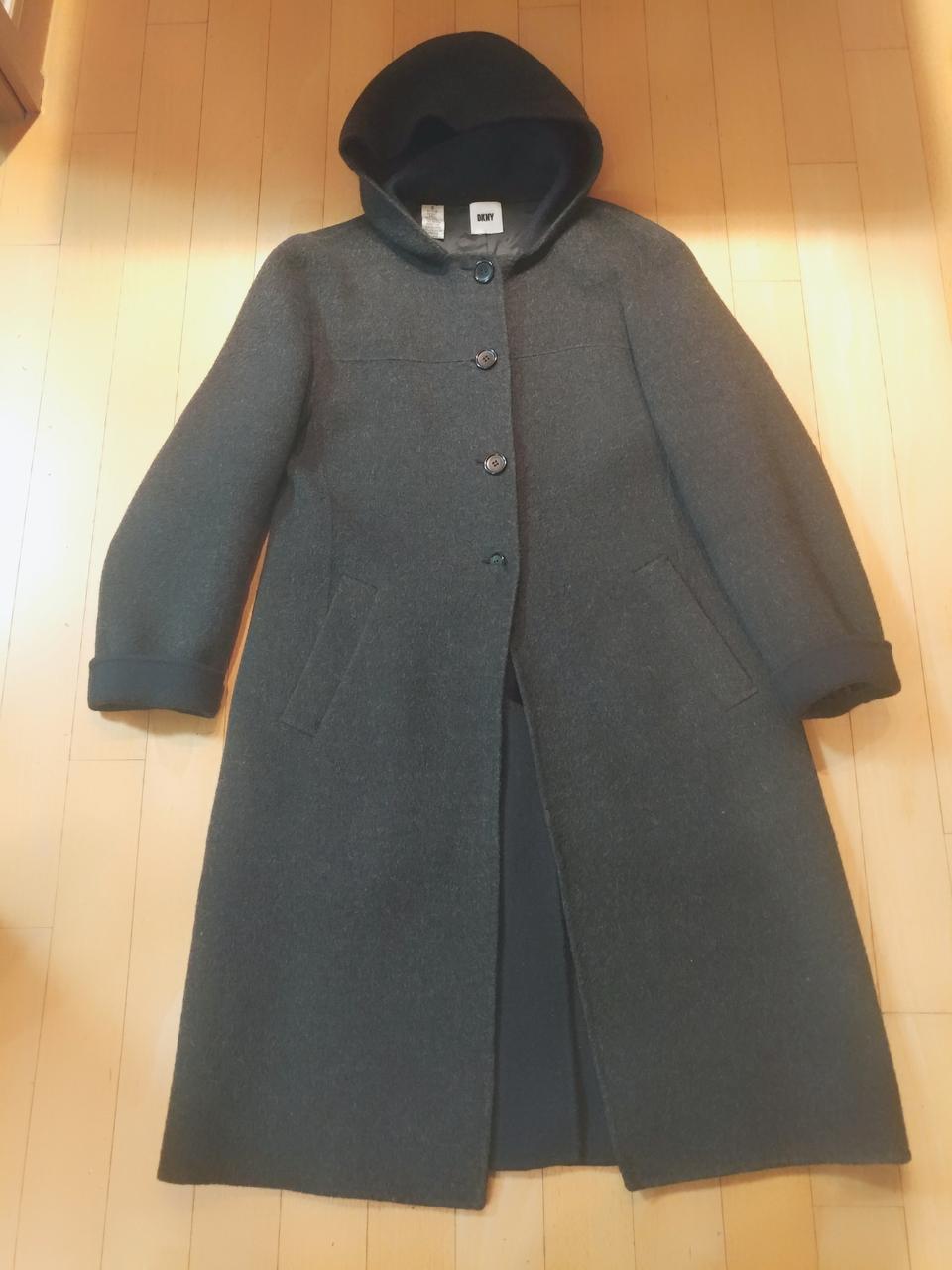 DKNY후드 모직 코트