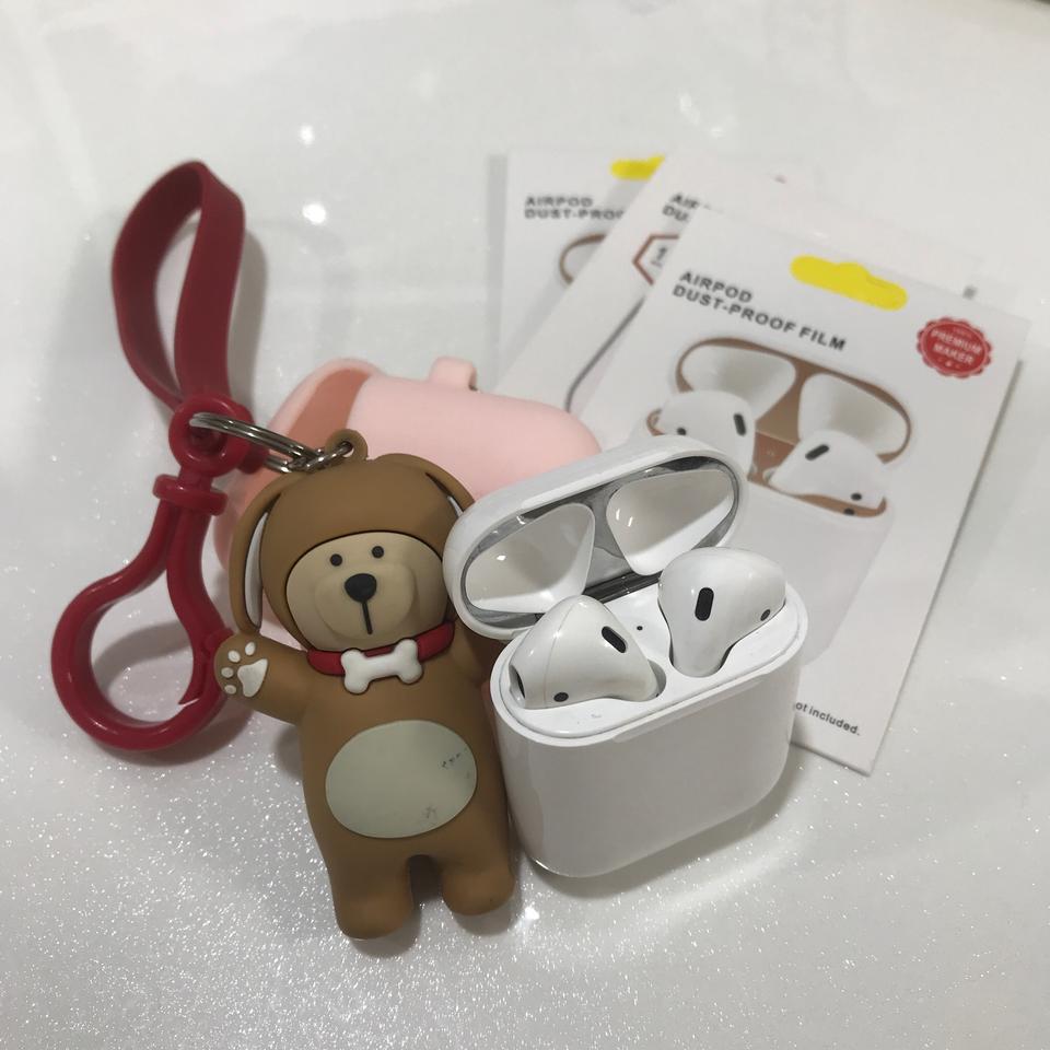 에어팟 1세대 정품+정품 엘라고 케이스+곰돌이 키링+철가루방지스티커3개