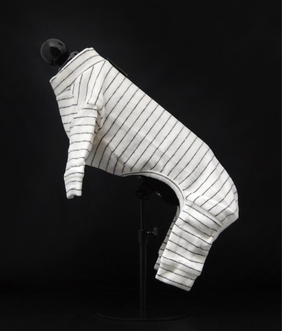 * HECHEC 스트라이프 강아지올인원(레드,화이트) * 강아지겨울의류