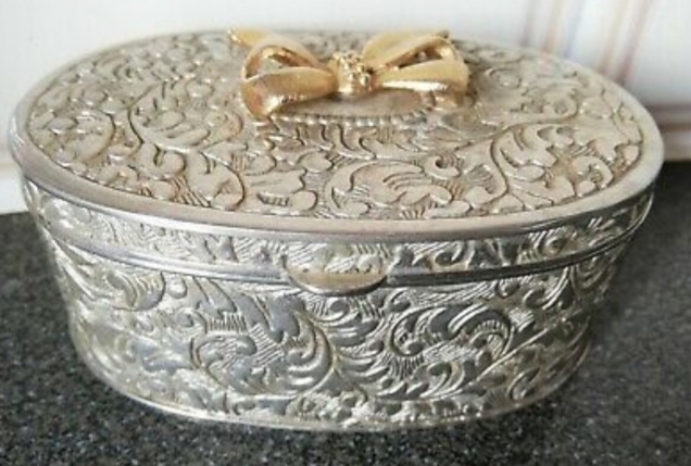 영국 앤틱  실버 리본 보석함