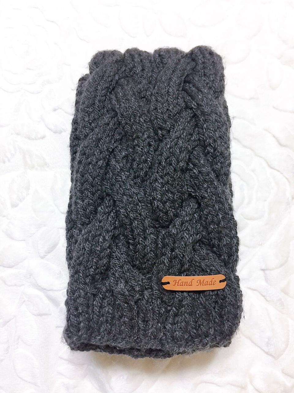 손뜨개 울 목도리 차콜