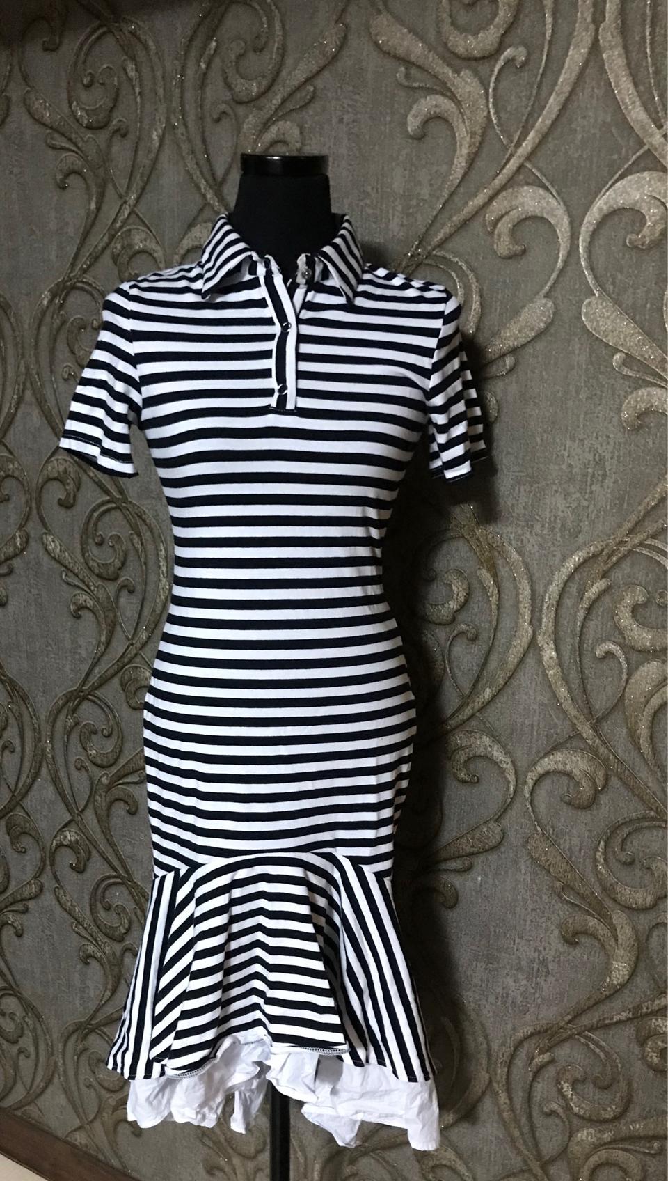 새상품급/블랙&화이트 단가라 머메이드핏 원피스