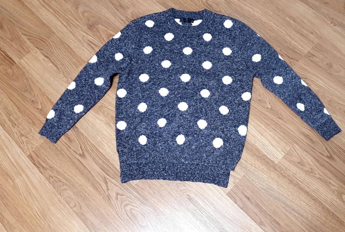 여성 도트무늬 니트 55-66, 미사용, 차콜