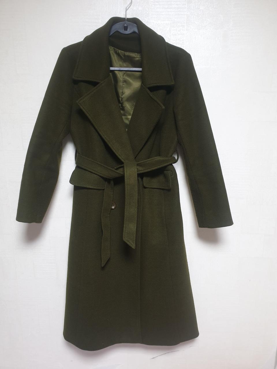 여성롱코트 카키색 모직코트