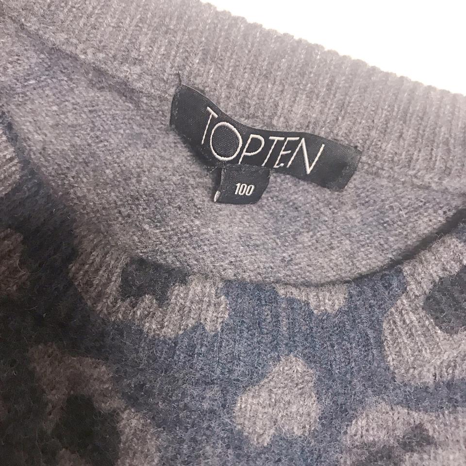 탑텐 블루그레이 레오파드 니트