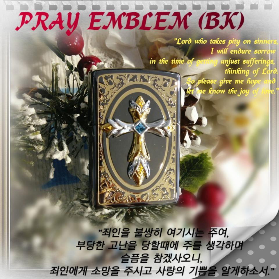 정품 미개봉 새 지포라이터 PRAY EMBLEM BK