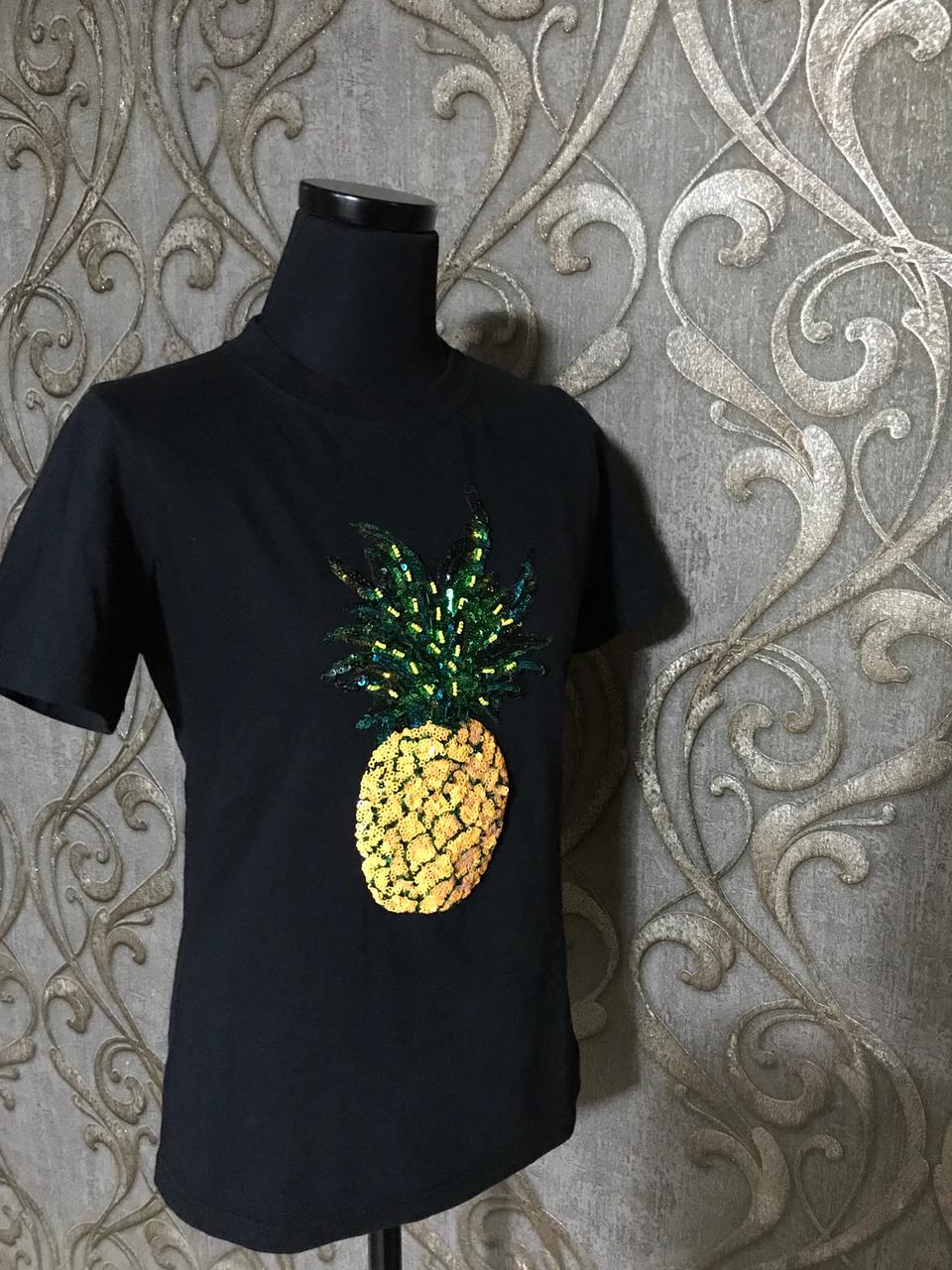 새상품/스팽글 포인트 파인애플T