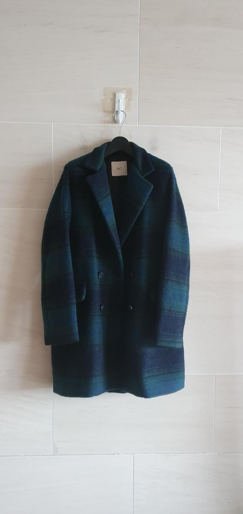 (정품) Enc 체크 퀼팅 누빔 울코트