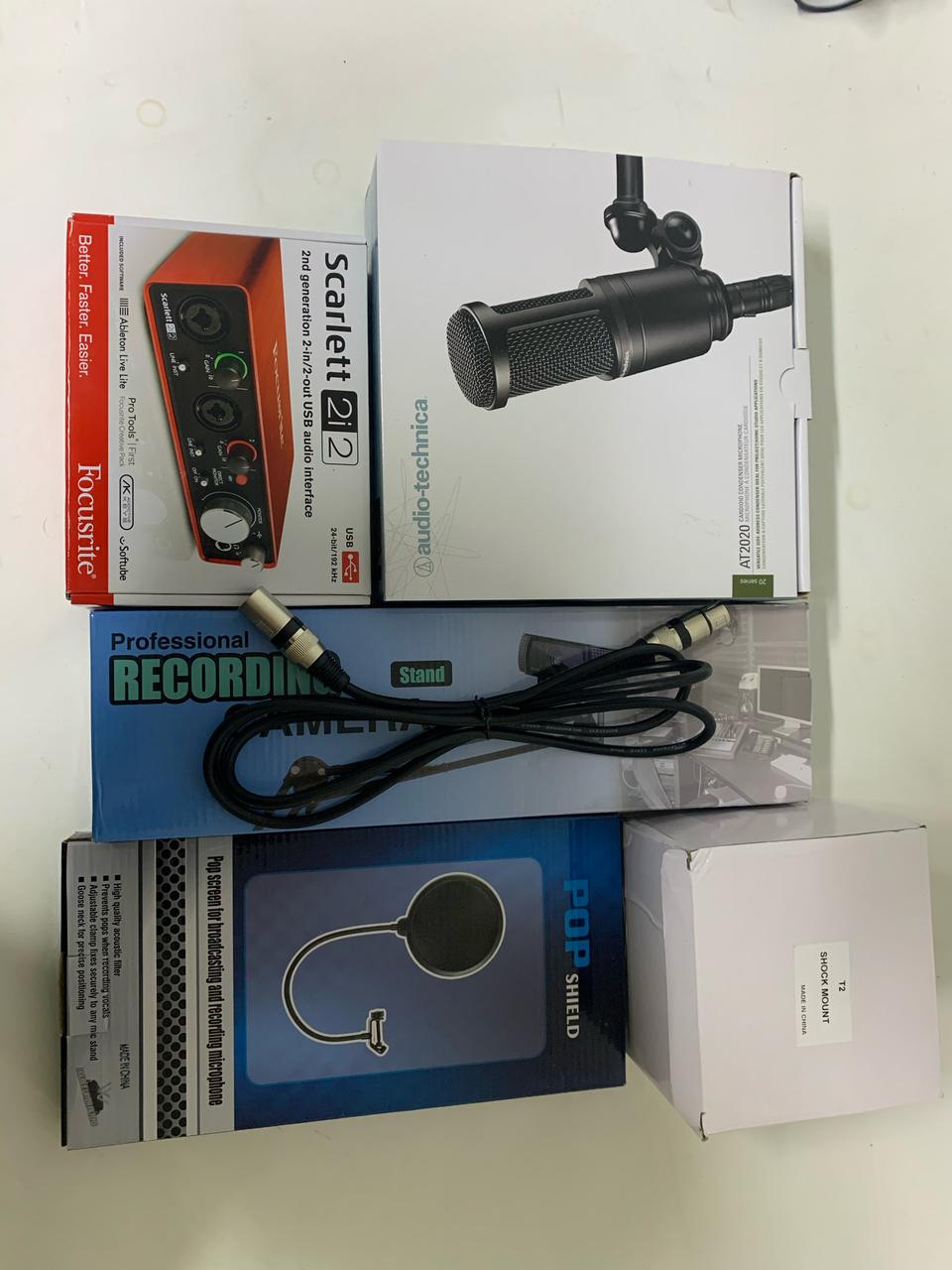 홈레코딩 패키지 판매 AT2020 스칼렛 2i2