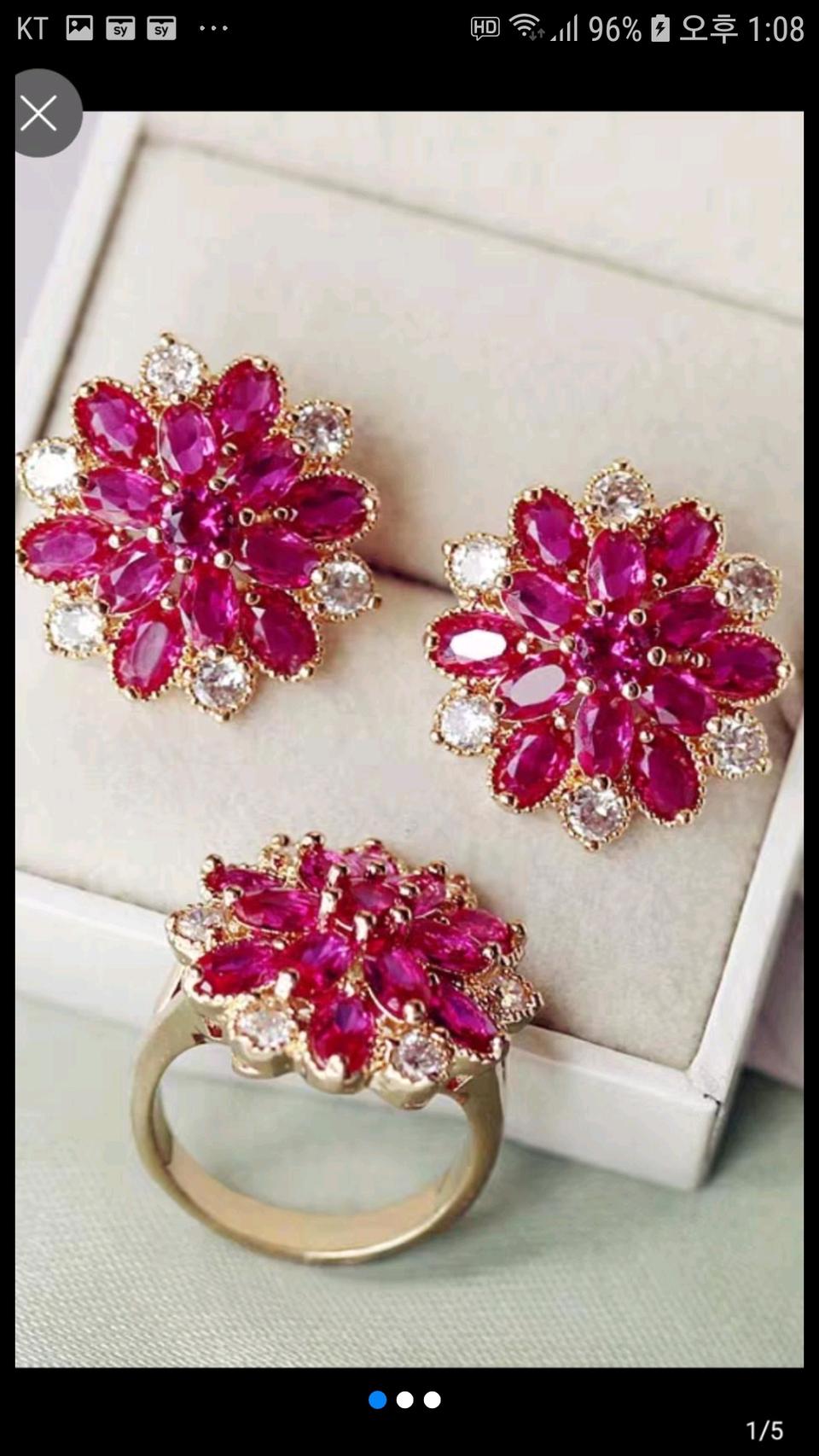 럭셔리 루비귀걸이, 반지셋트