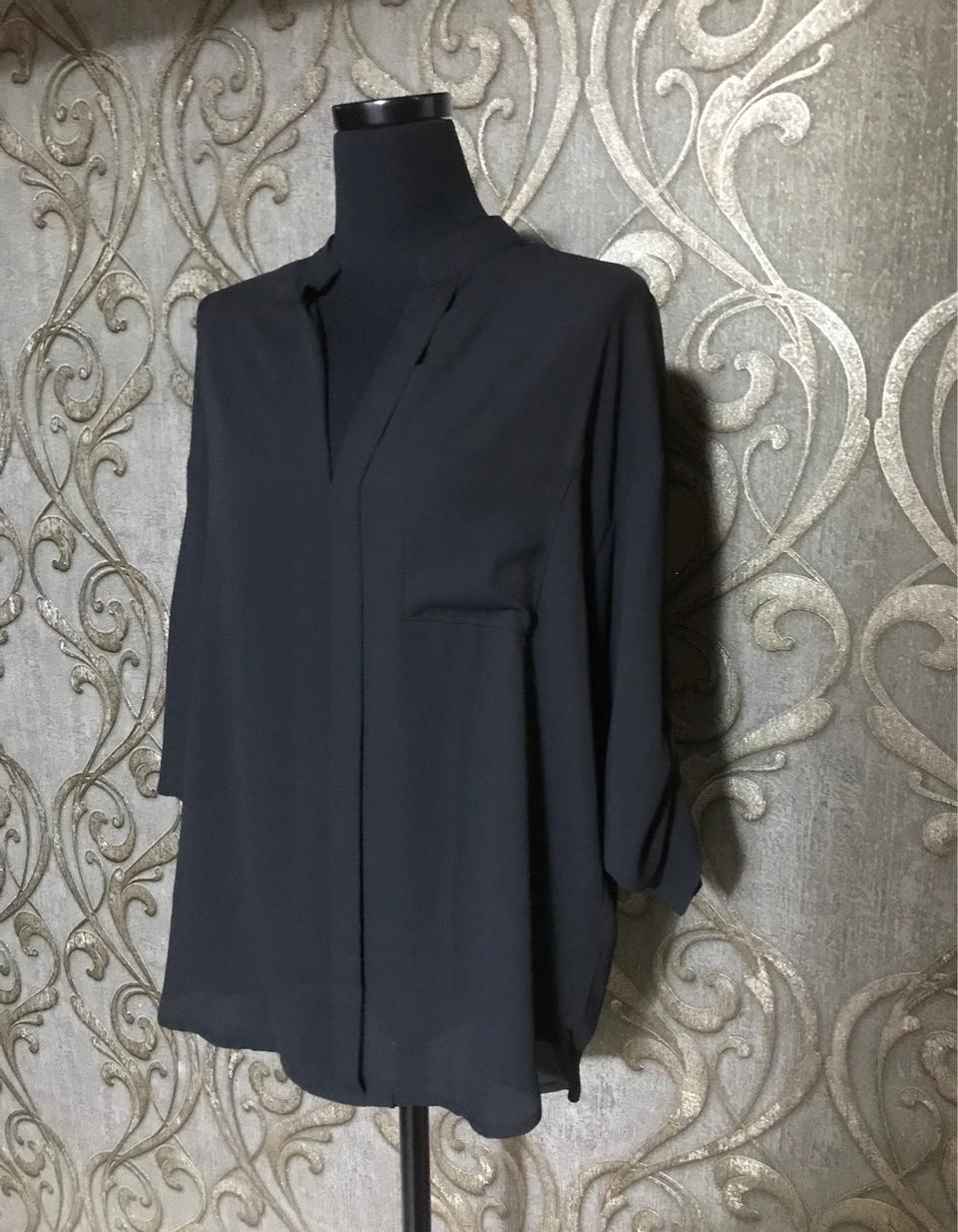 새상품/오버핏 노카라포인트 원포켓 블라우스