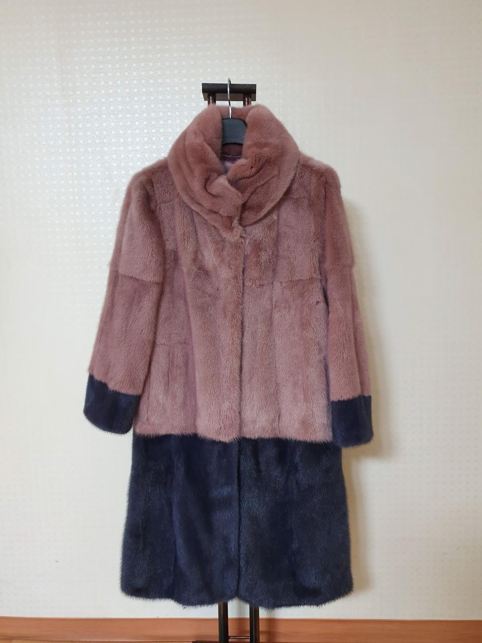 새상품 빅카라 풀스킨 휘메일 배색 밍크코트 66~77사이즈