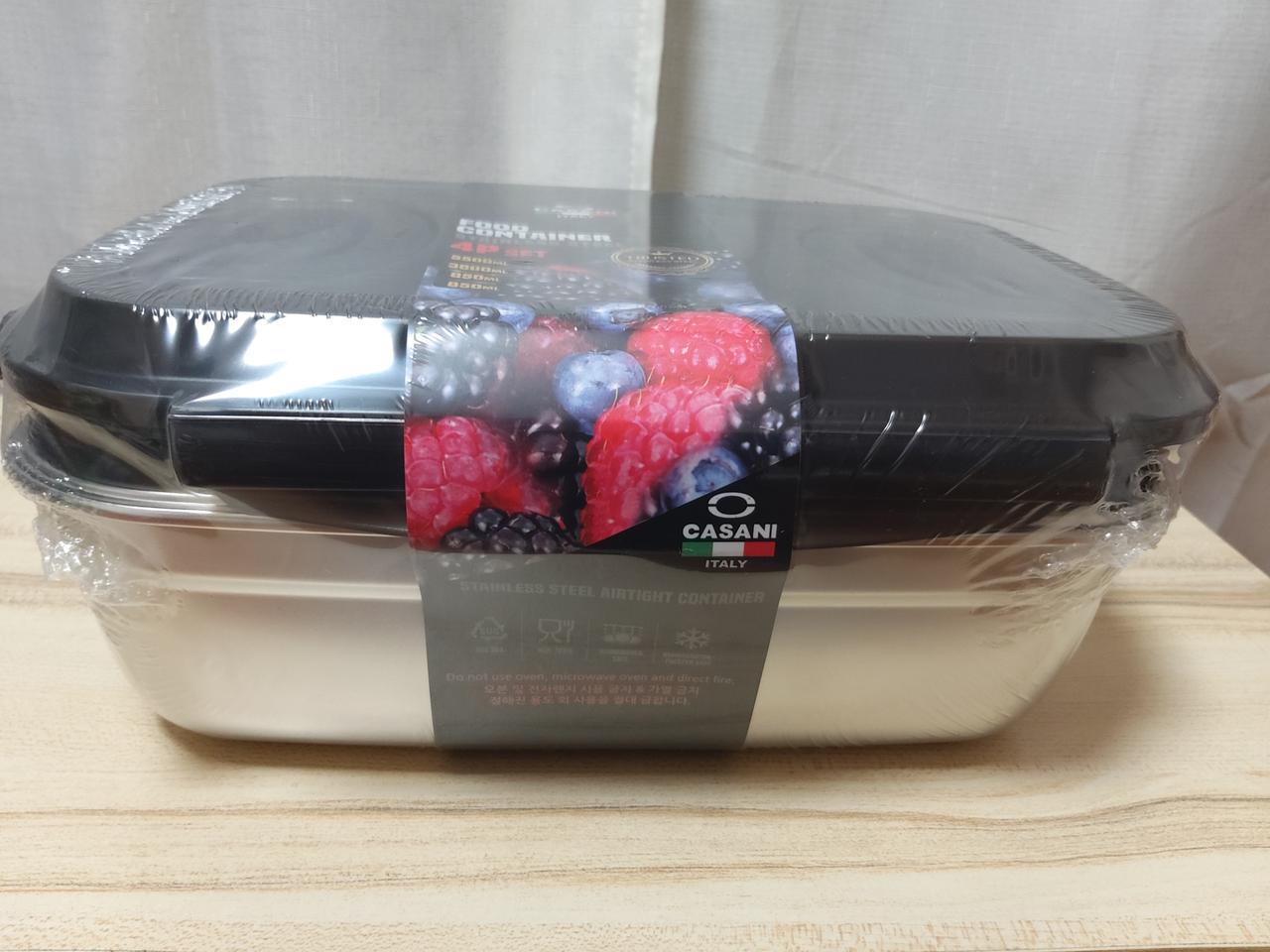 까사니 스테인레스 스틸 밀폐용기 4종 세트 미 사용 새 상품