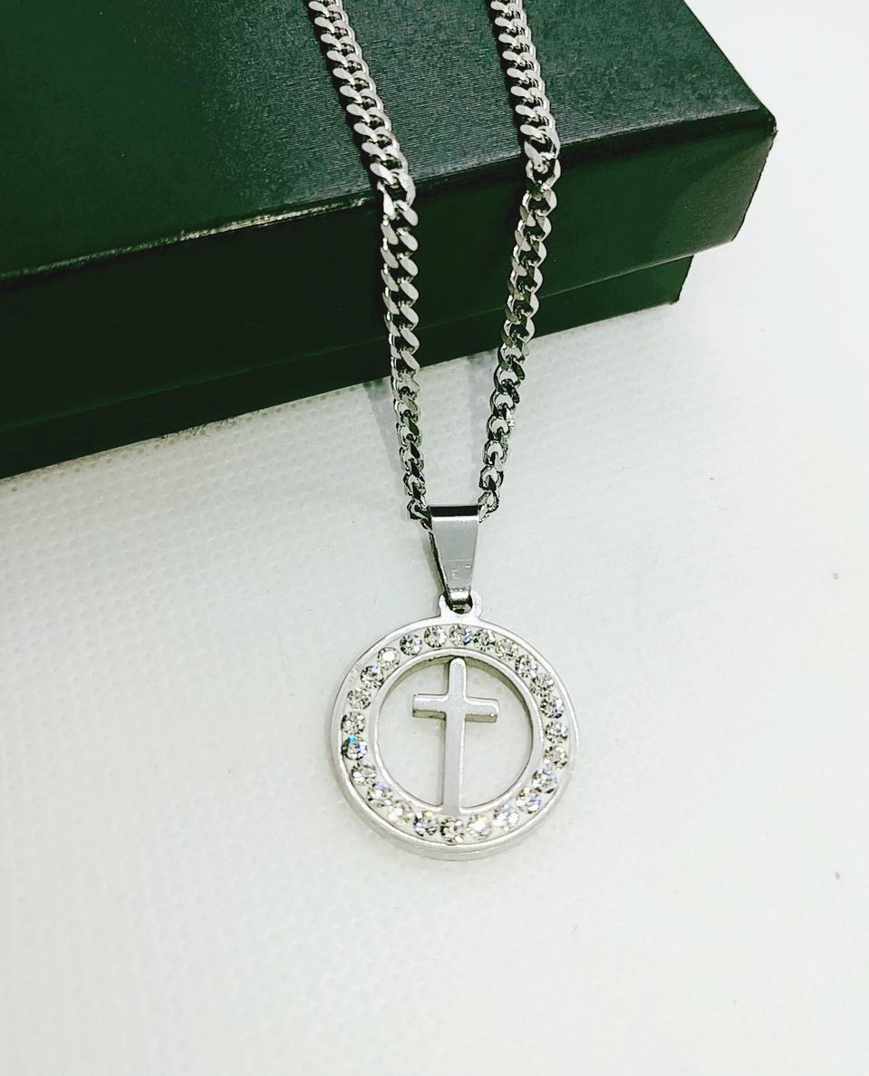 가격인하-십자가 큐빅 팬던트 써지컬 목걸이-새상품