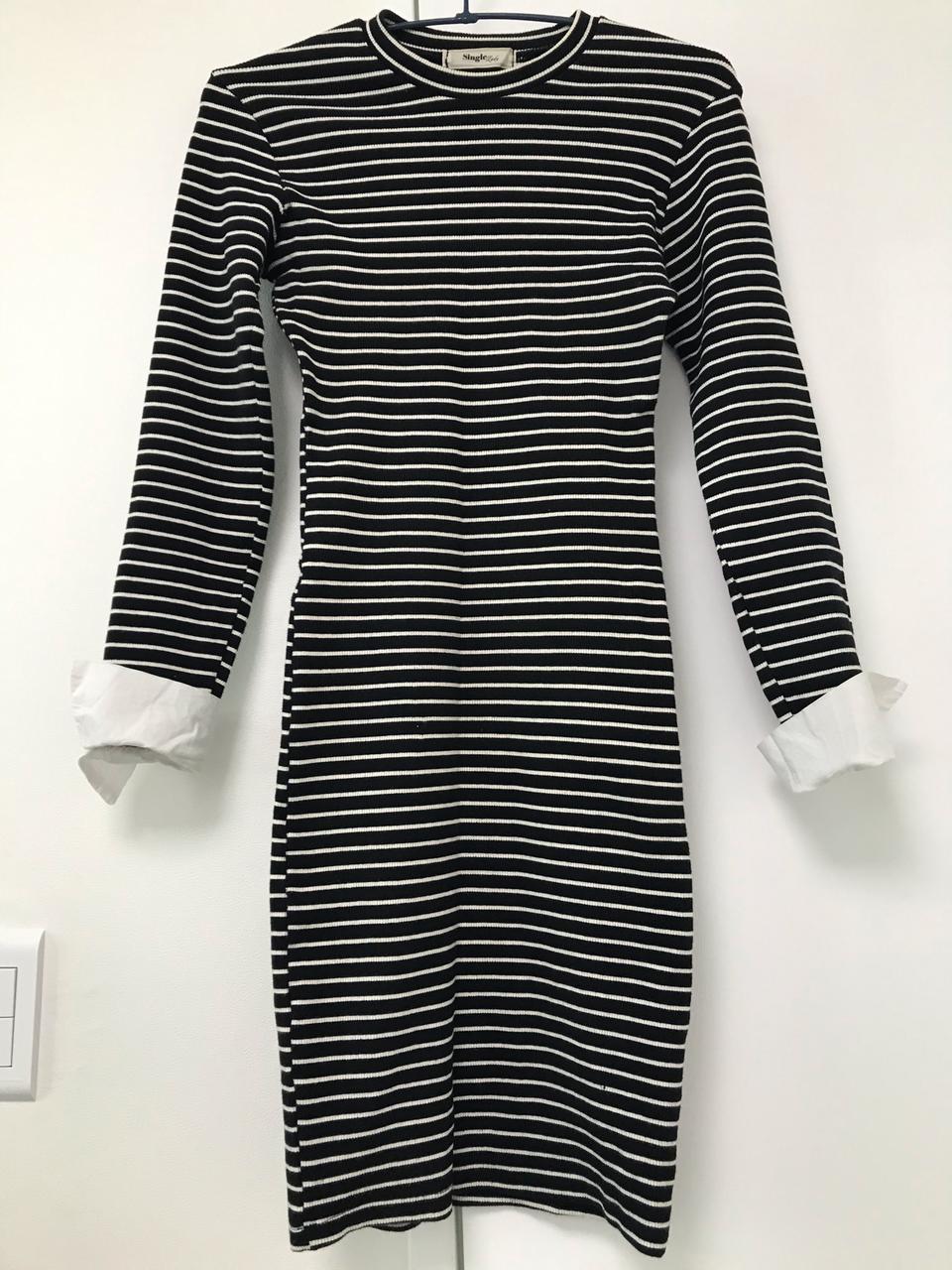 스트라이프 /카멜 니트원피스