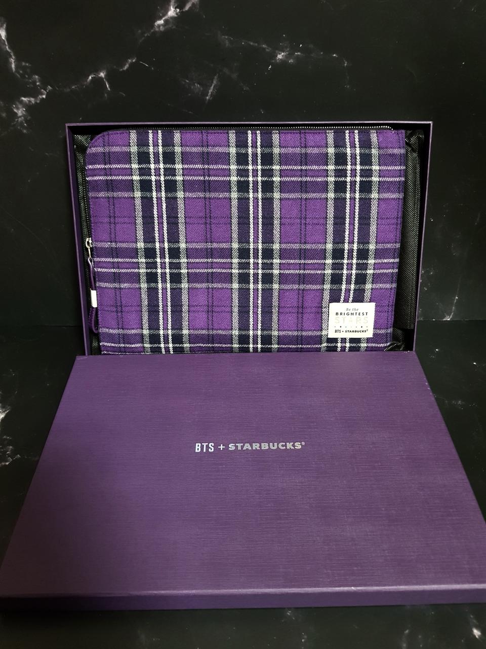 스타벅스 BTS 타탄체크파우치 L