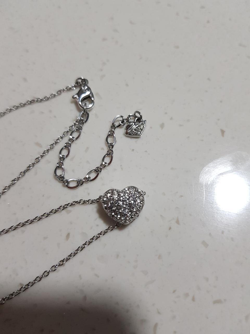 스와로브스키 양면 하트 목걸이