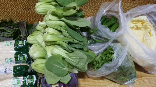 깻잎.고추..팽이버섯.배추등