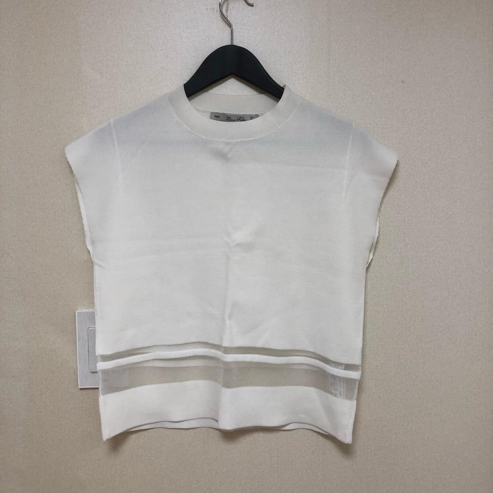 [자라] 민소매 화이트 시스루 나시