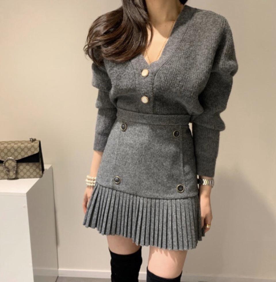 바이름 브랜딩 울니트 가디건 [그레이]