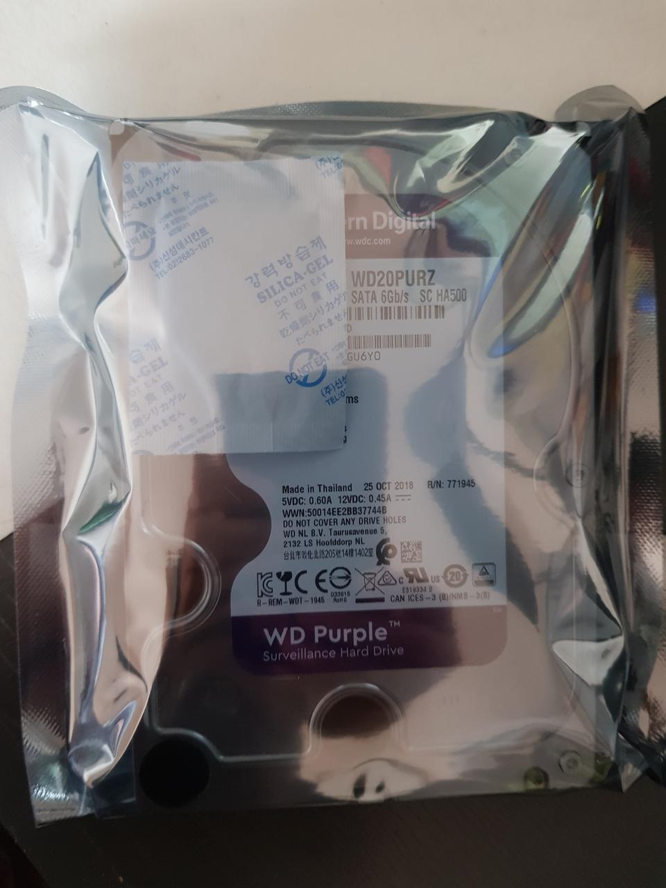 WD 2TB 퍼플 하드디스크 (무상보증: 21년12월까지)