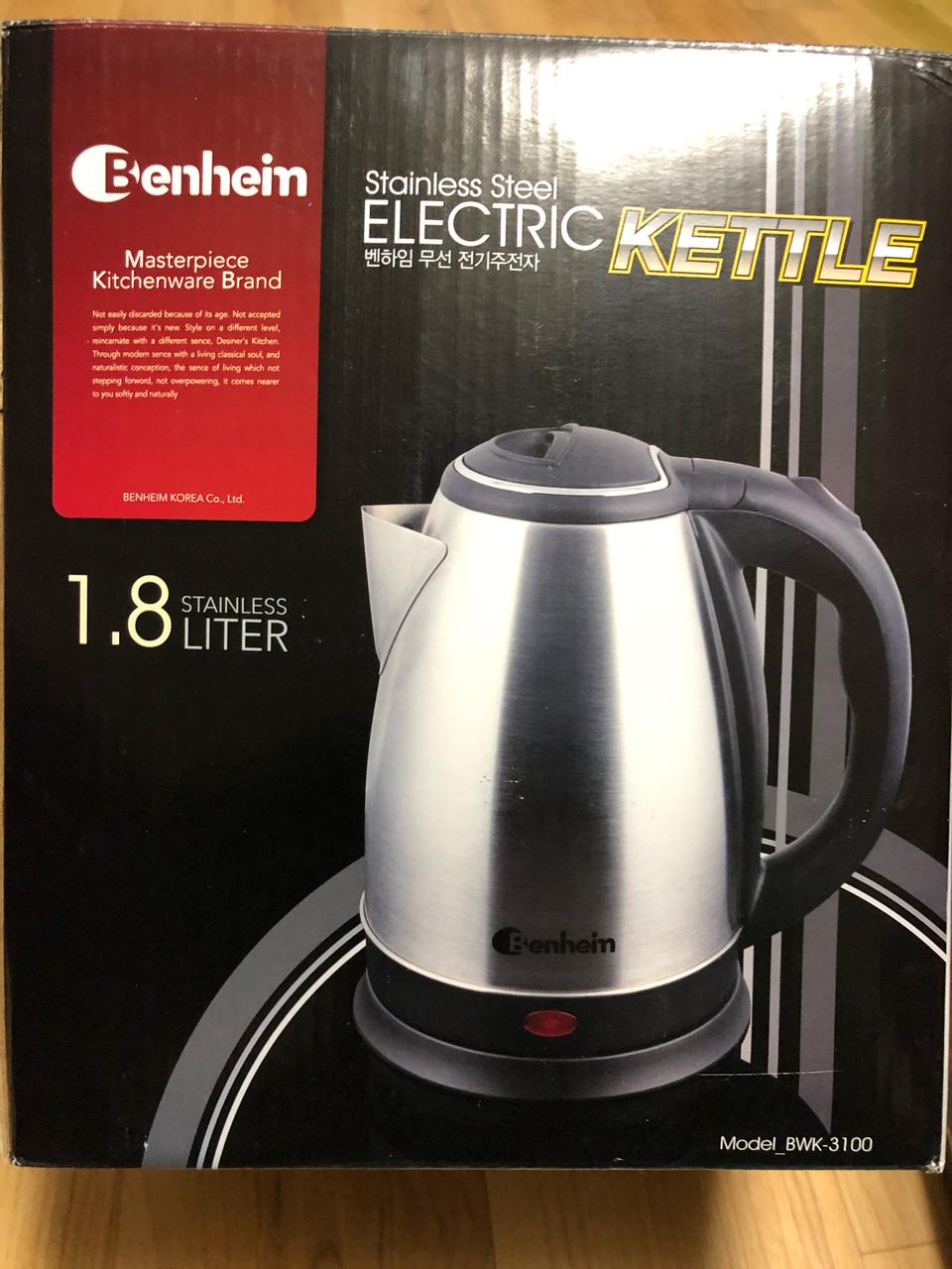 (새제품)벤하임 무선 전기 주전자BWK-3100 커피포트 판매