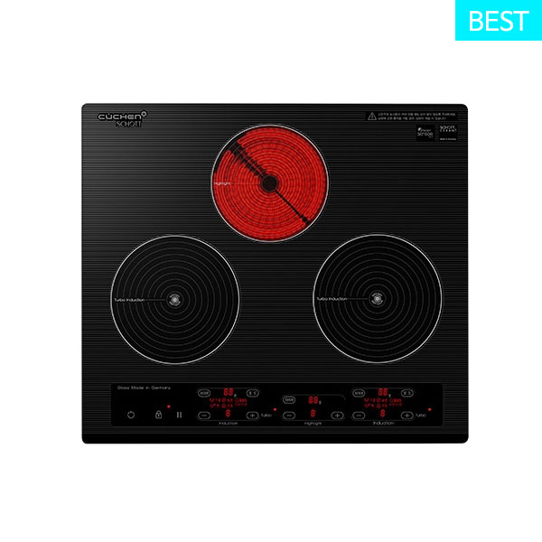 [새제품] 쿠첸인덕션 하이브리드 3구 전기레인지 CIR-S3210FLBS