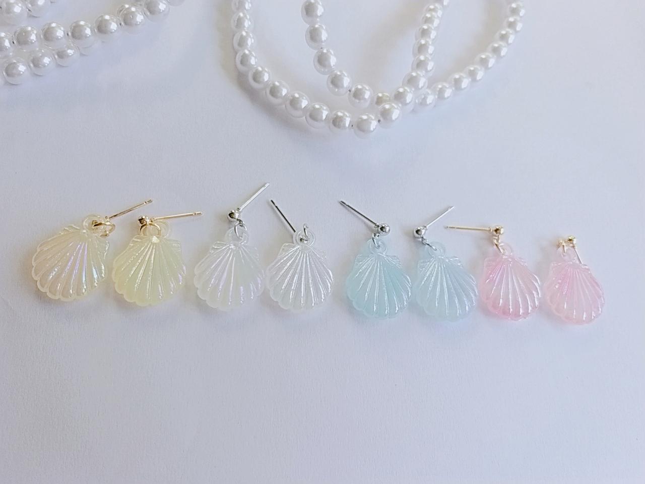 파스텔 조개 귀걸이