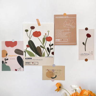 양귀비 일러스트 엽서5종