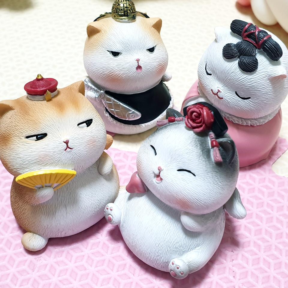 황족냥이 미니어처 인테리어 피규어 소품 4종 세트