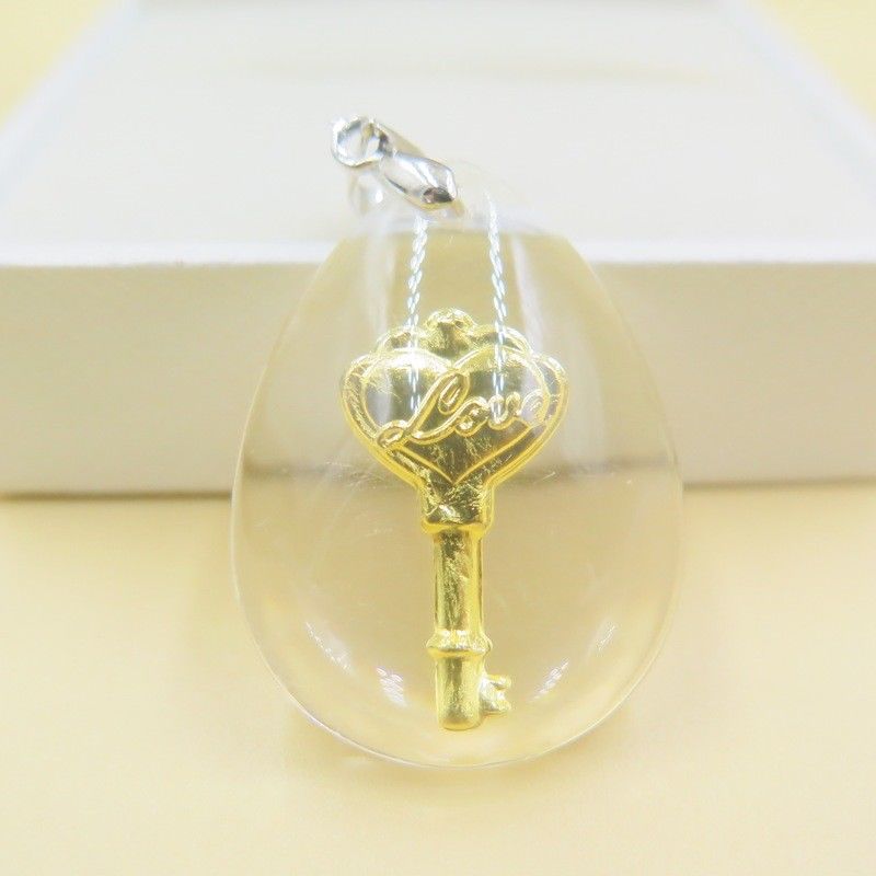 새 하트 열쇠 24K 순금 크리스탈 공예 가방고리 금 고급 인기