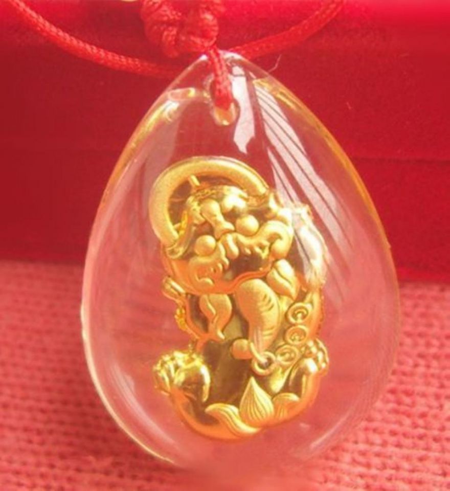 새 비휴 24K 순금 크리스탈 공예 황금 목걸이 금 고급 선물