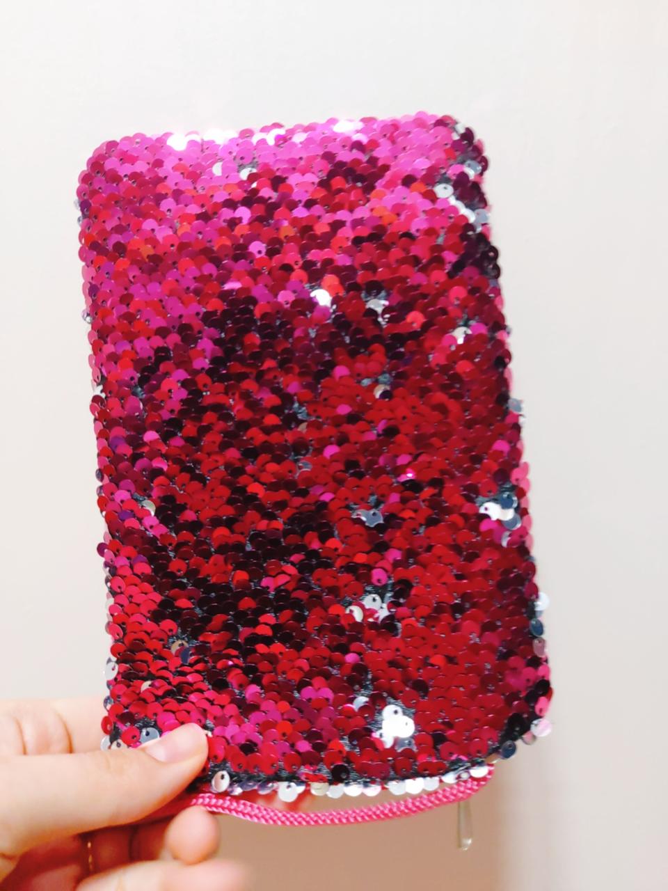 [Hot pink] 반전컬러 스팽글 끈 파우치 백 새상품