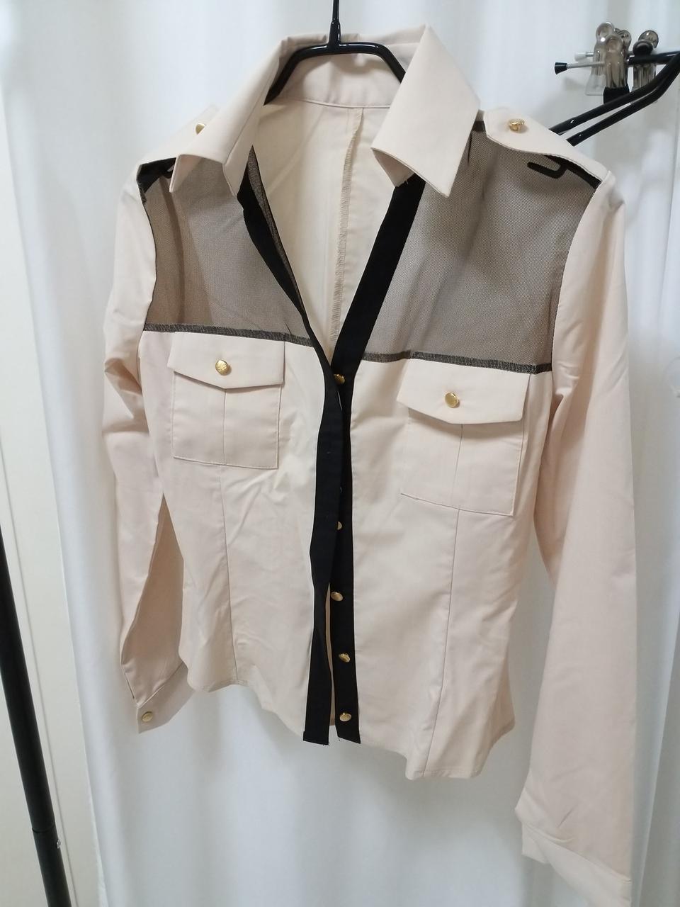 베이지 시스루 블라우스 새거 (M)