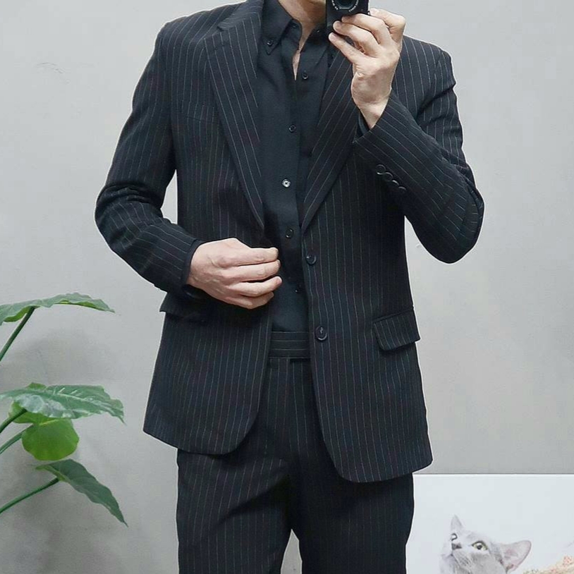 스트라이프 싱글 정장세트