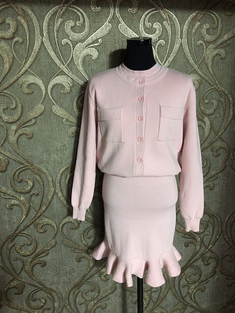 *•.럭셔리 핑크 머메이드 원피스&가디건 세트