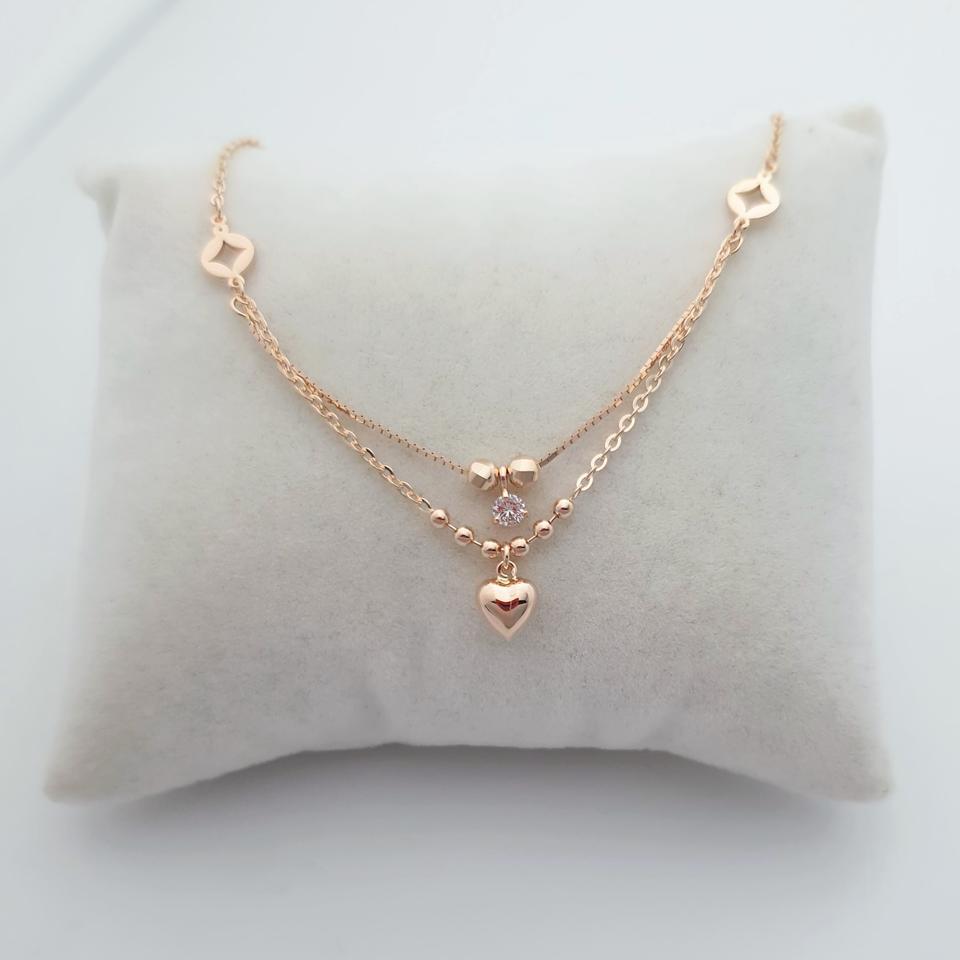 14K 로즈골드 두줄 포인트 발찌