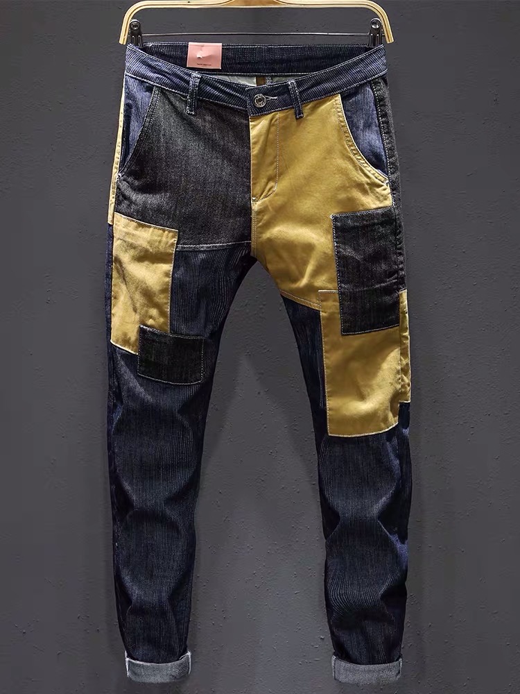남성 활주로 럭셔리 유명 브랜드 유럽 디자인 파티 스타일 청바지