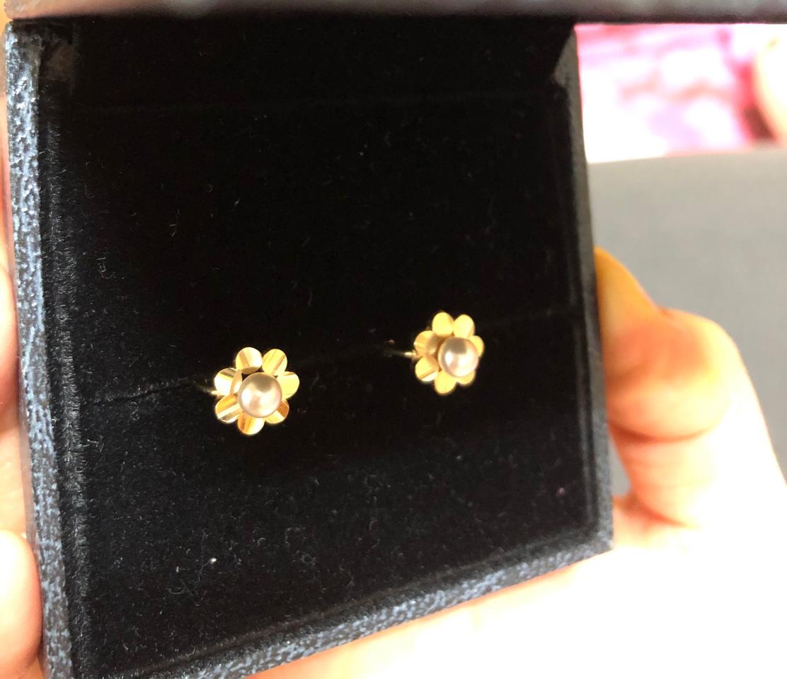 14k 원터치 진주 귀걸이