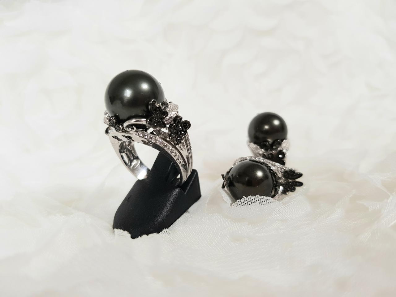 925 흑진주 은반지 은귀걸이(고퀄)