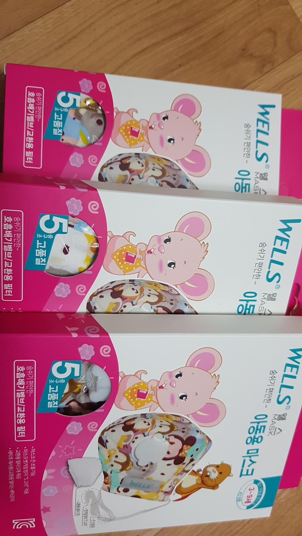 웰스 아동용 마스크 (마스크 1개당 필터 5매 포함)