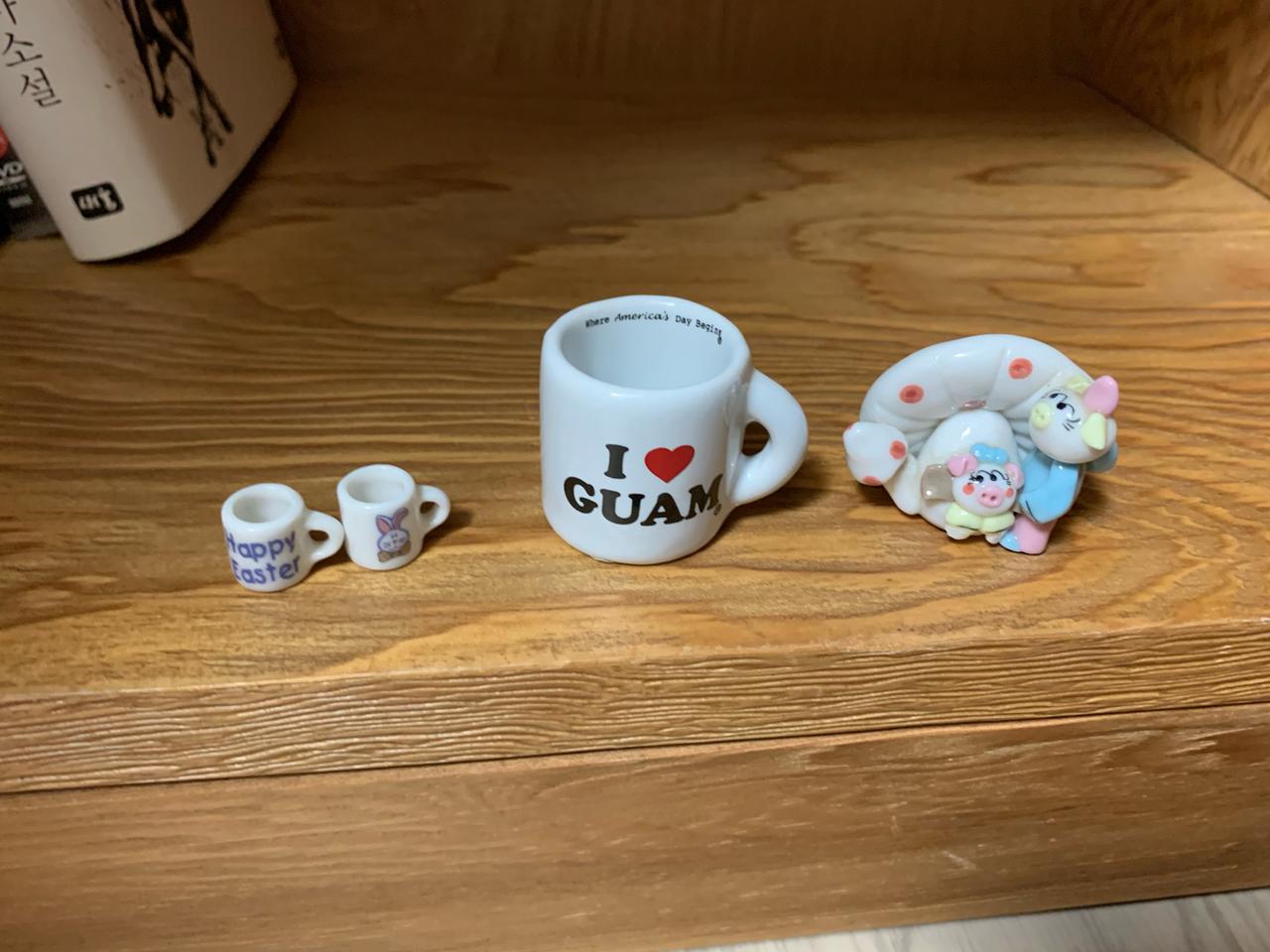 인테리어 소품모음 미니어쳐 돼지가족과 컵