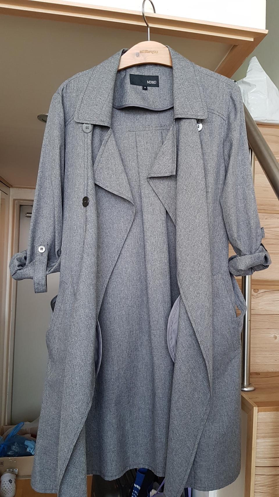 미쏘  트렌치코트  M사이즈  그레이 회색 홑겹