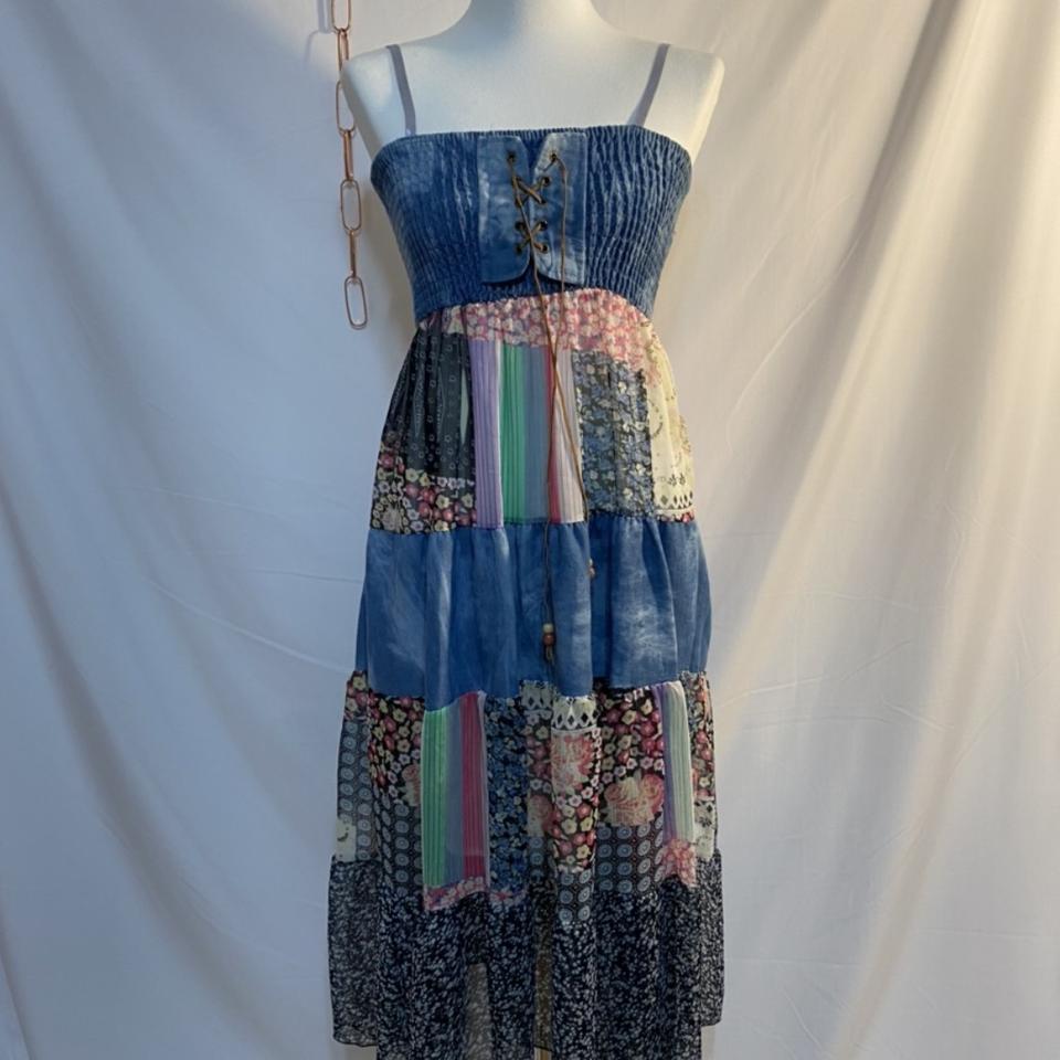 끈나시 패치 롱 원피스