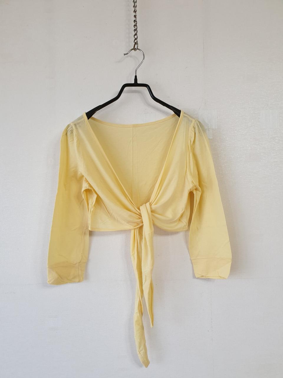 옐로우 7부소매 볼레로 가디건(55~66)