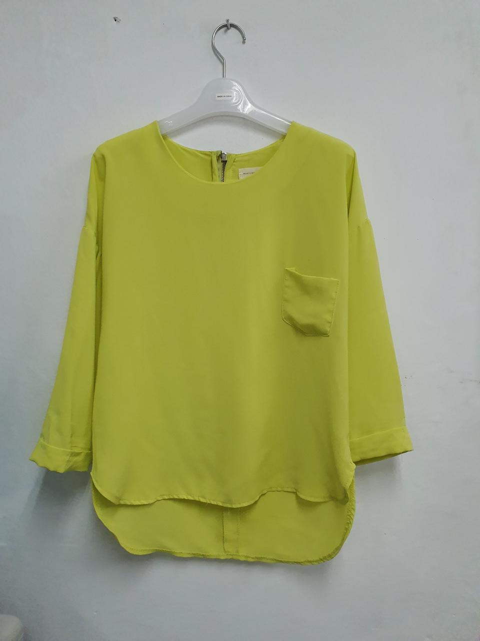 뒷지퍼 칠부소매 블라우스