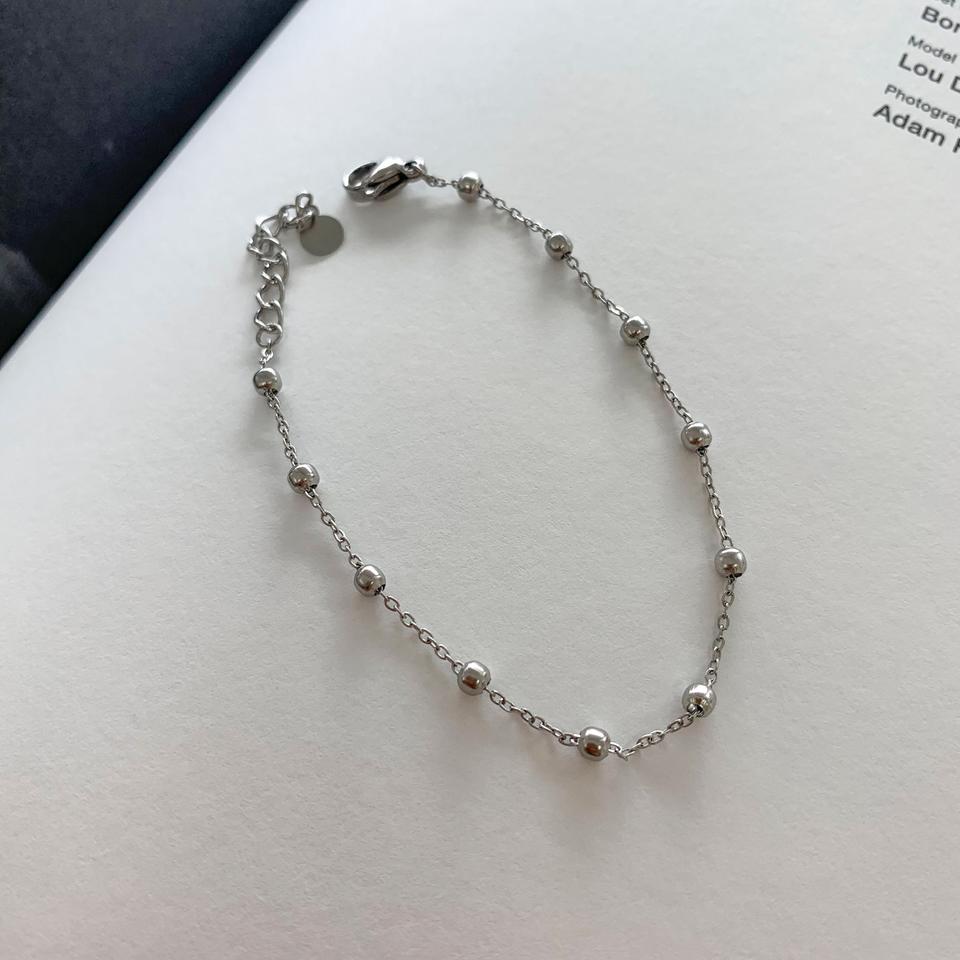 (무배)(새상품) 코인 실버 팔찌 변색 없는 써지컬스틸 레이어드 체인 팔