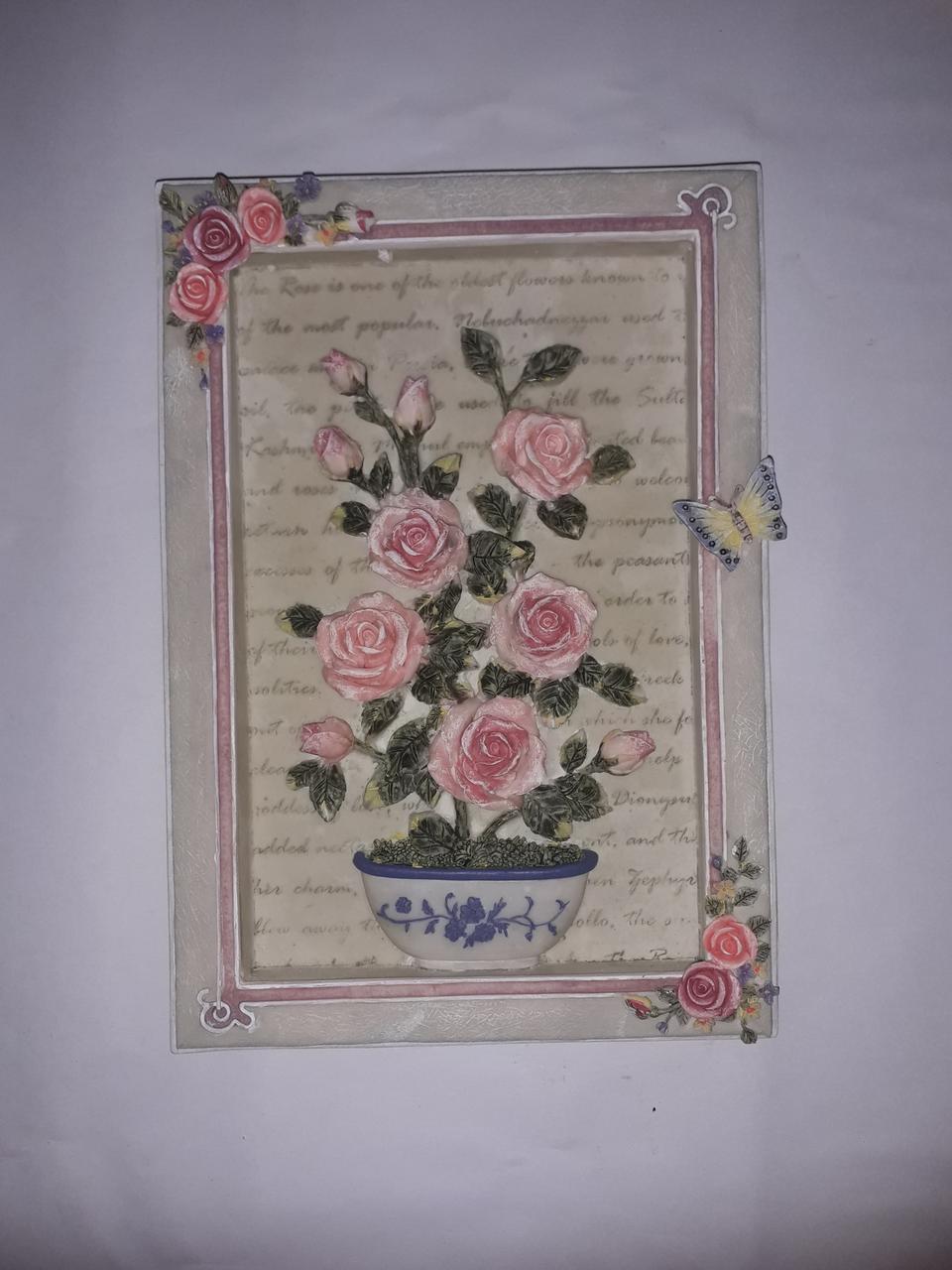 도자기 벽걸이 입체액자(장미)