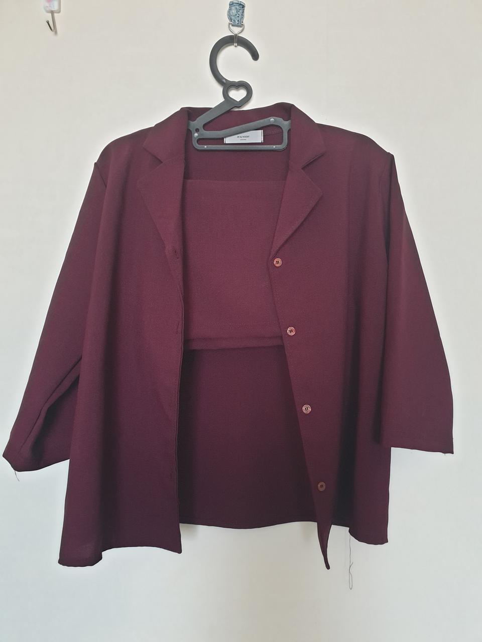 와인색 7부셔츠치마세트