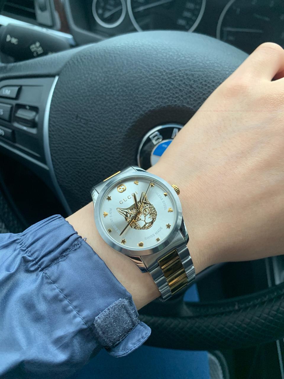 구찌갱 금콤비 시계 (고양이)